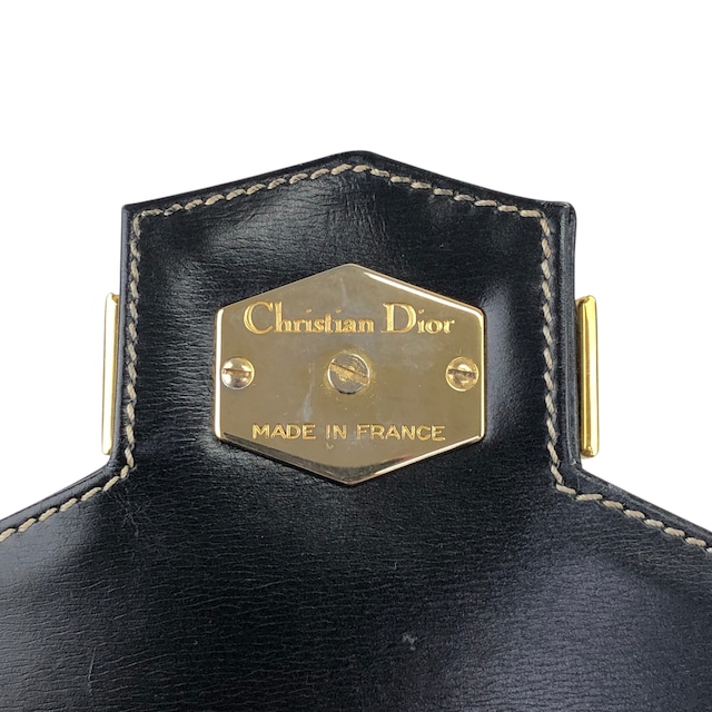 Christian Dior クリスチャン ディオール ショルダーバッグ ブラック CD レザー ミニバッグ vintage ヴィンテージ オールド esfjwx