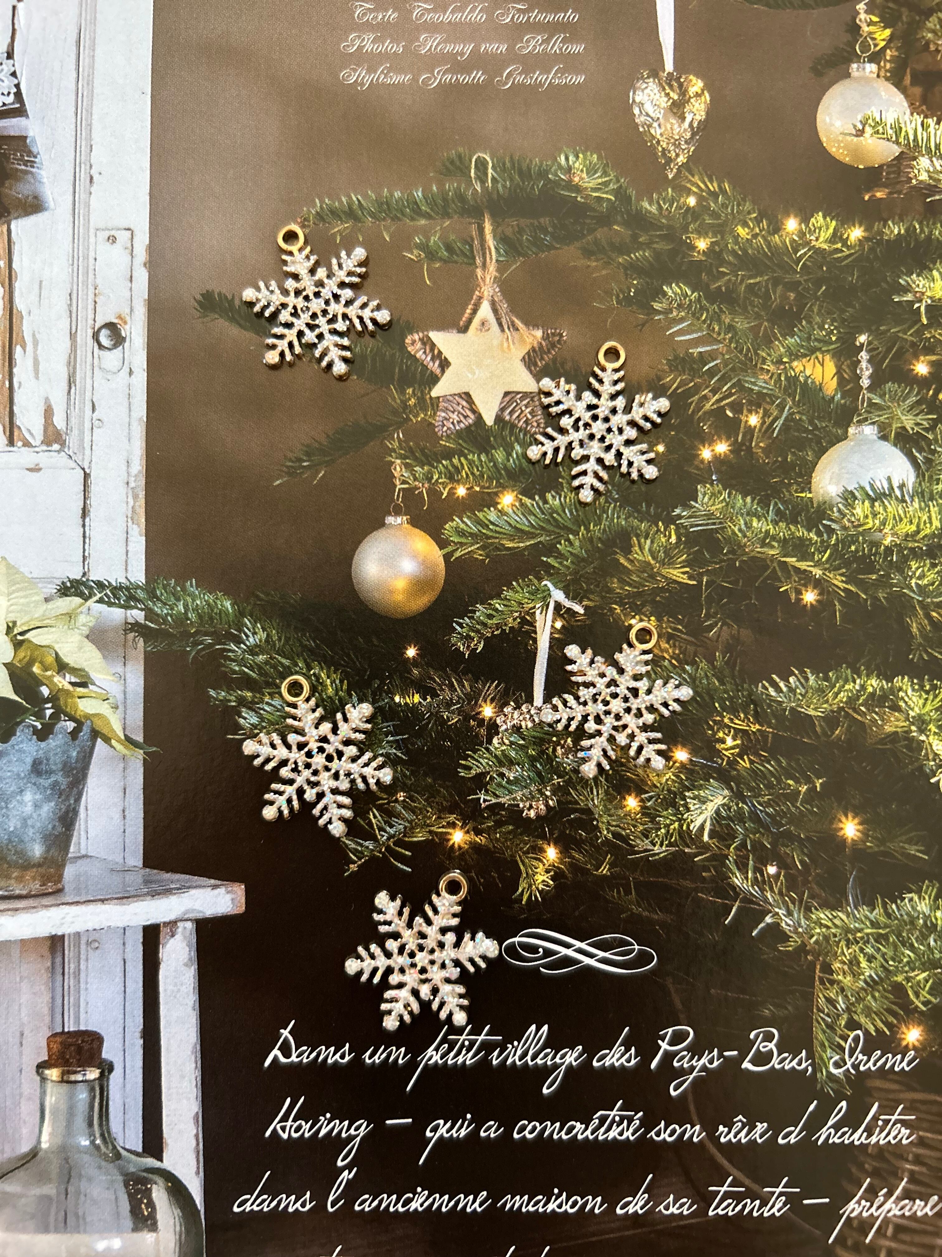 輸入デザインパーツスノーフレイク 雪の結晶 20mm ホワイト グリッター チャーム アクセサリーパーツ デコレーション材 ホリデーシーズン Noel