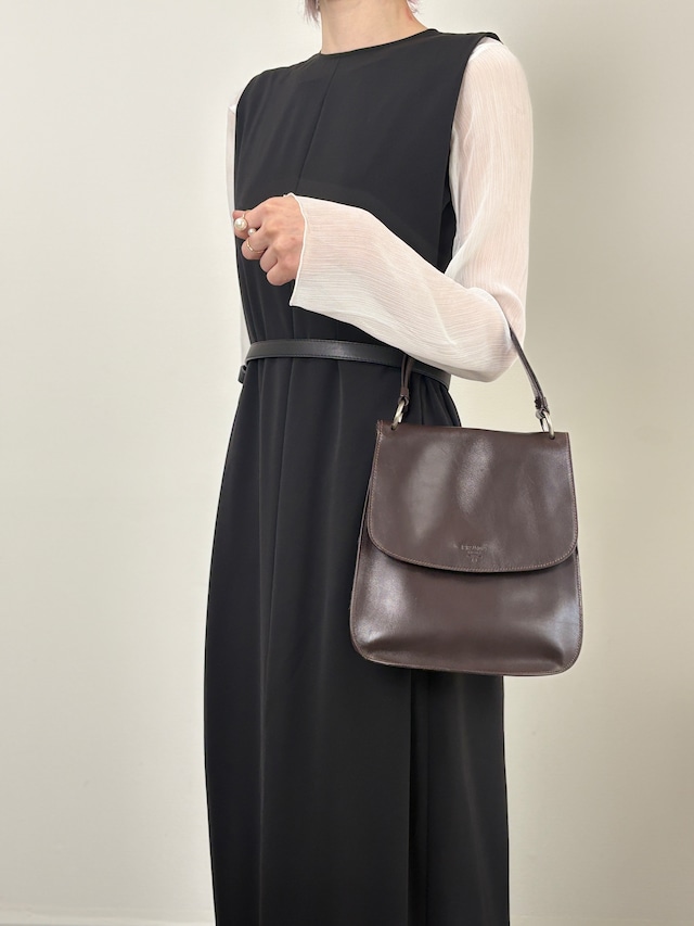 PRADA プラダ ショルダーバッグ ブラウン ロゴ レザー セミショルダーバッグ vintage ヴィンテージ オールド ecb6ar
