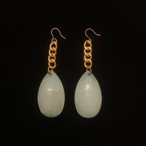 Big green drop beads earrings