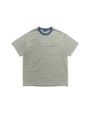 [EASTLOGUE] STRIPE POCKET T-SHIRTS / SAGE GREEN & DUST BLUE 正規品 韓国ブランド 韓国ファッション 韓国代行 イーストローグ 日本 店舗
