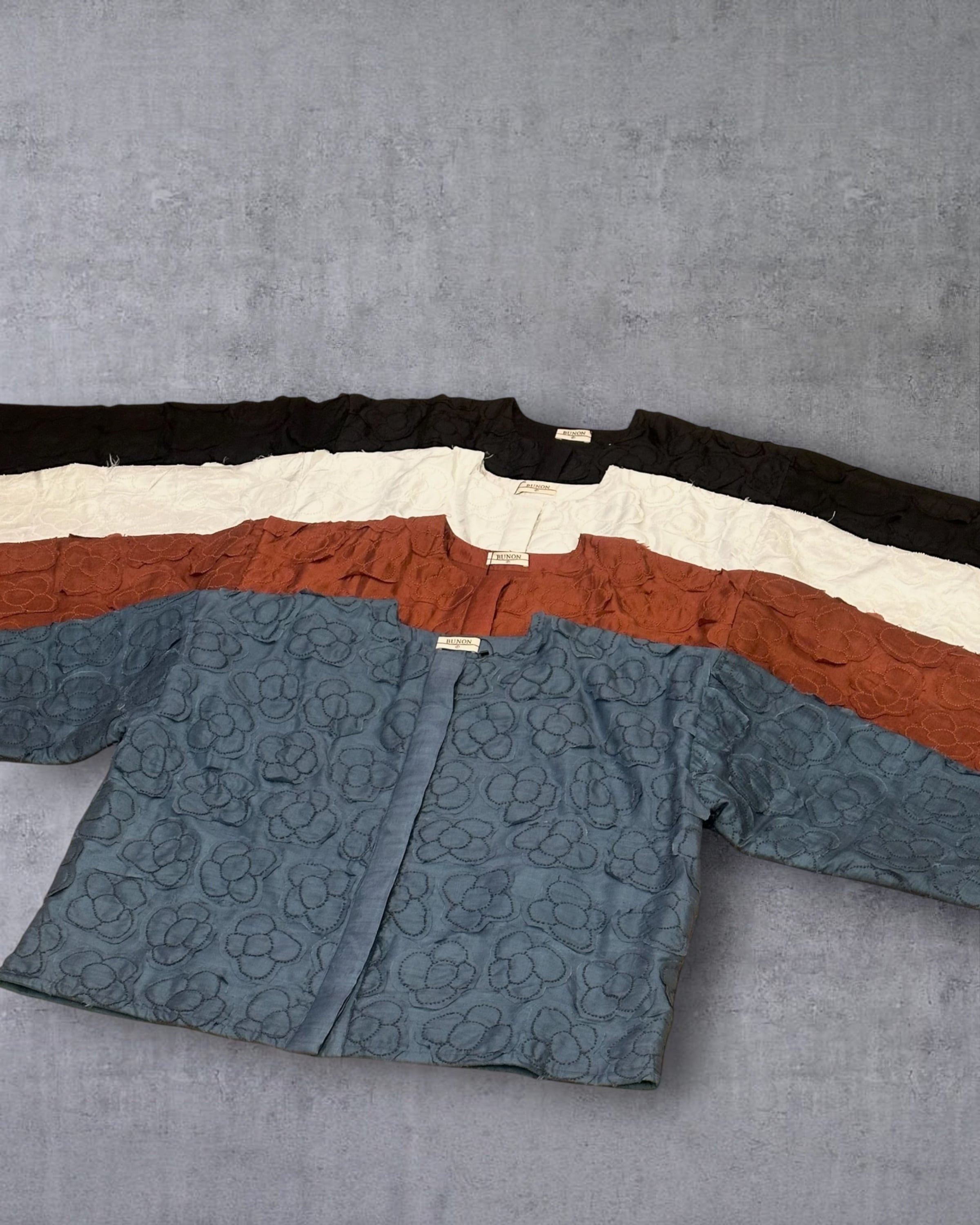 BUNON　Khadi Silk Flower Quilting Blouson（Black)