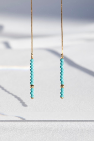 K18 Turquoise Long Chain Earrings 18金ターコイズロングチェーンピアス