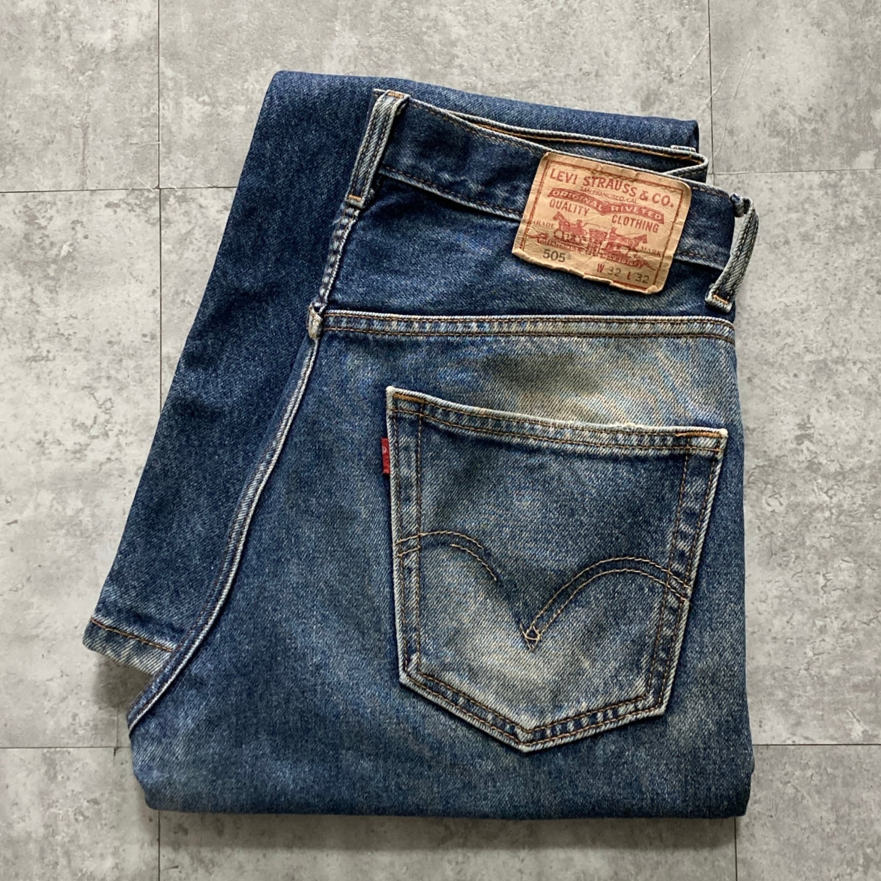 W32 L32】00s Levis 505 リーバイス 08年製 ジッパーフライ 縦落ち