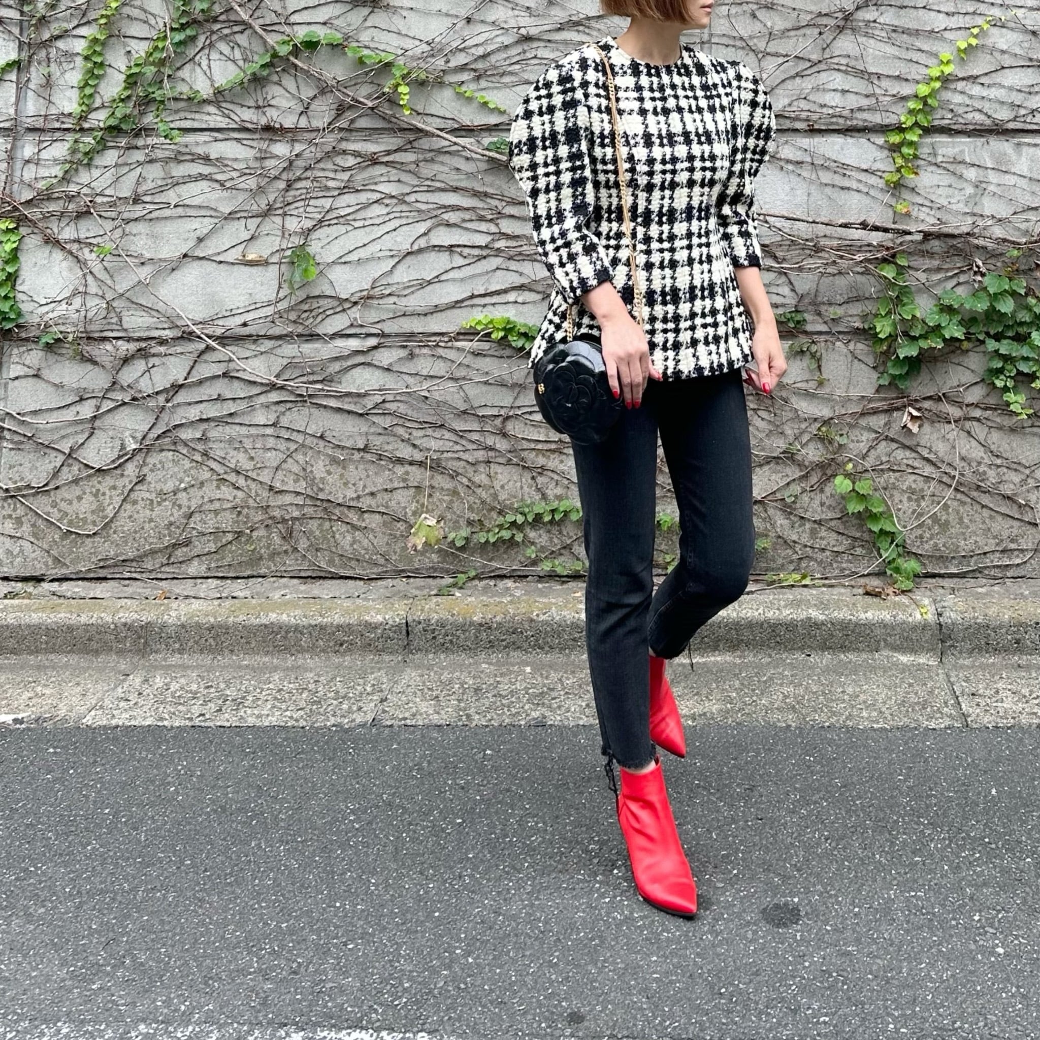 ツイードトップス Romane チェック | Cygne 