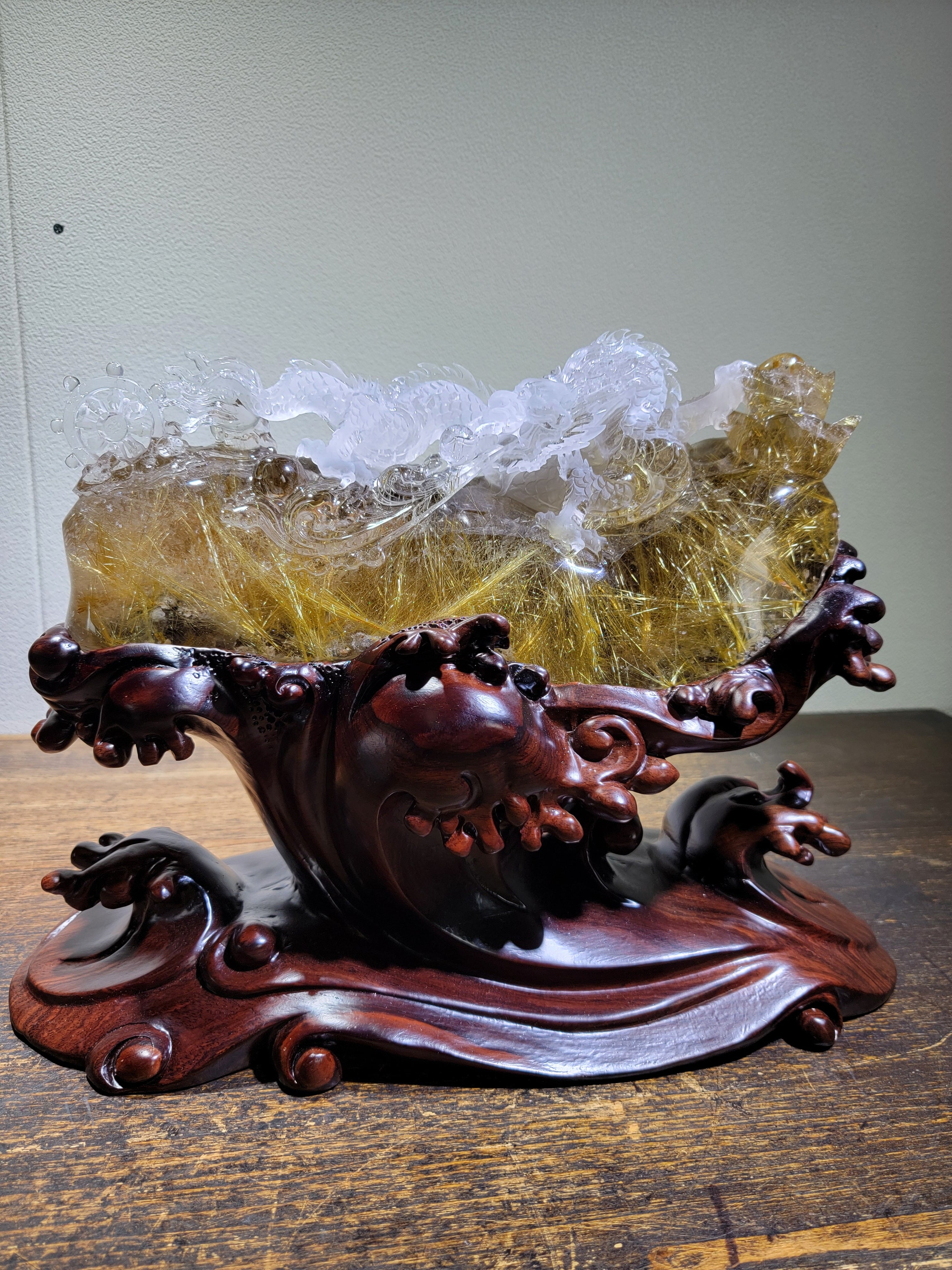 カービング】高品質マダガスカル産ローズクォーツ「願い龍」-6 最高