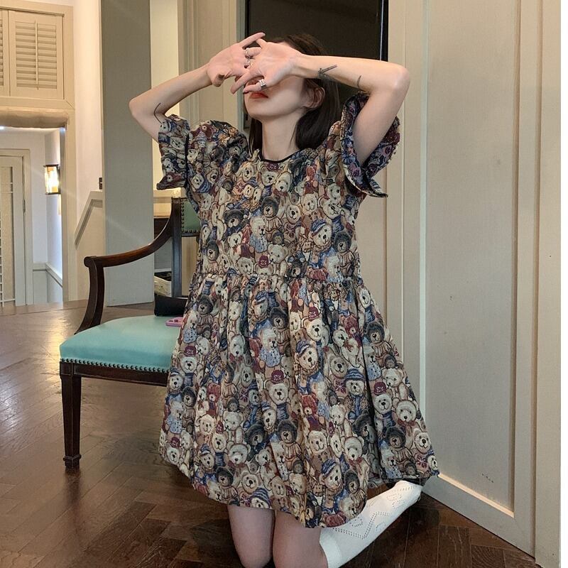 スタンダードドレス サマーレッドスカート ルーズAライン レトロ 夏物 YY-ファッション55177920500