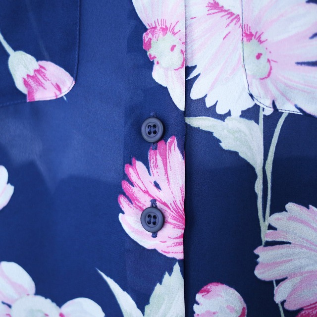 flower art pattern blue see-through shirt
