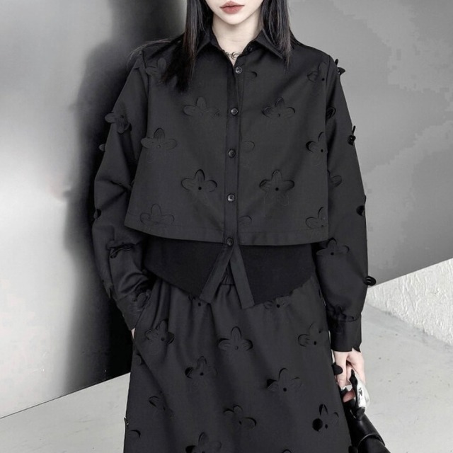 Floral cutwork shirt setup C1480