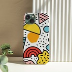 受注生産 iPhoneケース ポップ幾何学コラージュ｜レトロ抽象 PABS007A