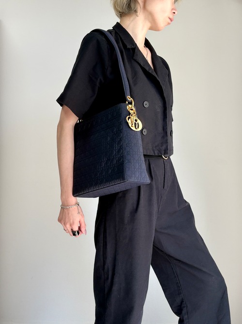 Christian Dior クリスチャン ディオール カナージュ ショルダーバッグ ブラック ロゴチャーム ナイロン ホーボーバッグ vintage ヴィンテージ オールド gd5hwv