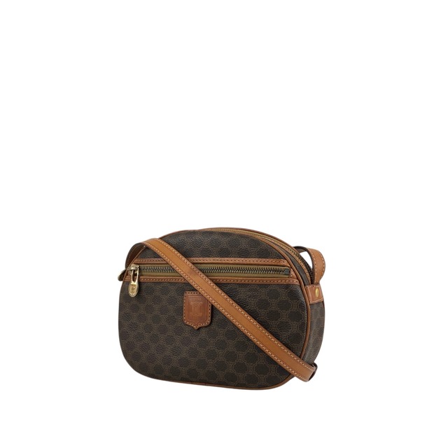 CELINE セリーヌ マカダム ショルダーバッグ ブラウン ブラゾン型押し PVC vintage ヴィンテージ オールド 6vn8af