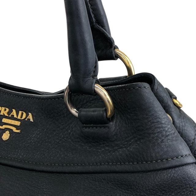 PRADA プラダ トートバッグ ブラック ロゴ レザー ラウンド vintage ヴィンテージ オールド 3ksgpr
