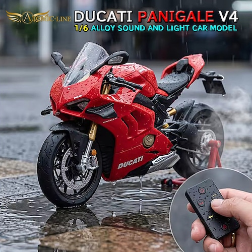 ドゥカティ パニガーレ V4S V4R V4SP2 ミニカー 1/6 全3タイプ USB充電式 ライト点灯 エンジンサウンド 蒸気噴射 合金モデル 模型 ジオラマ