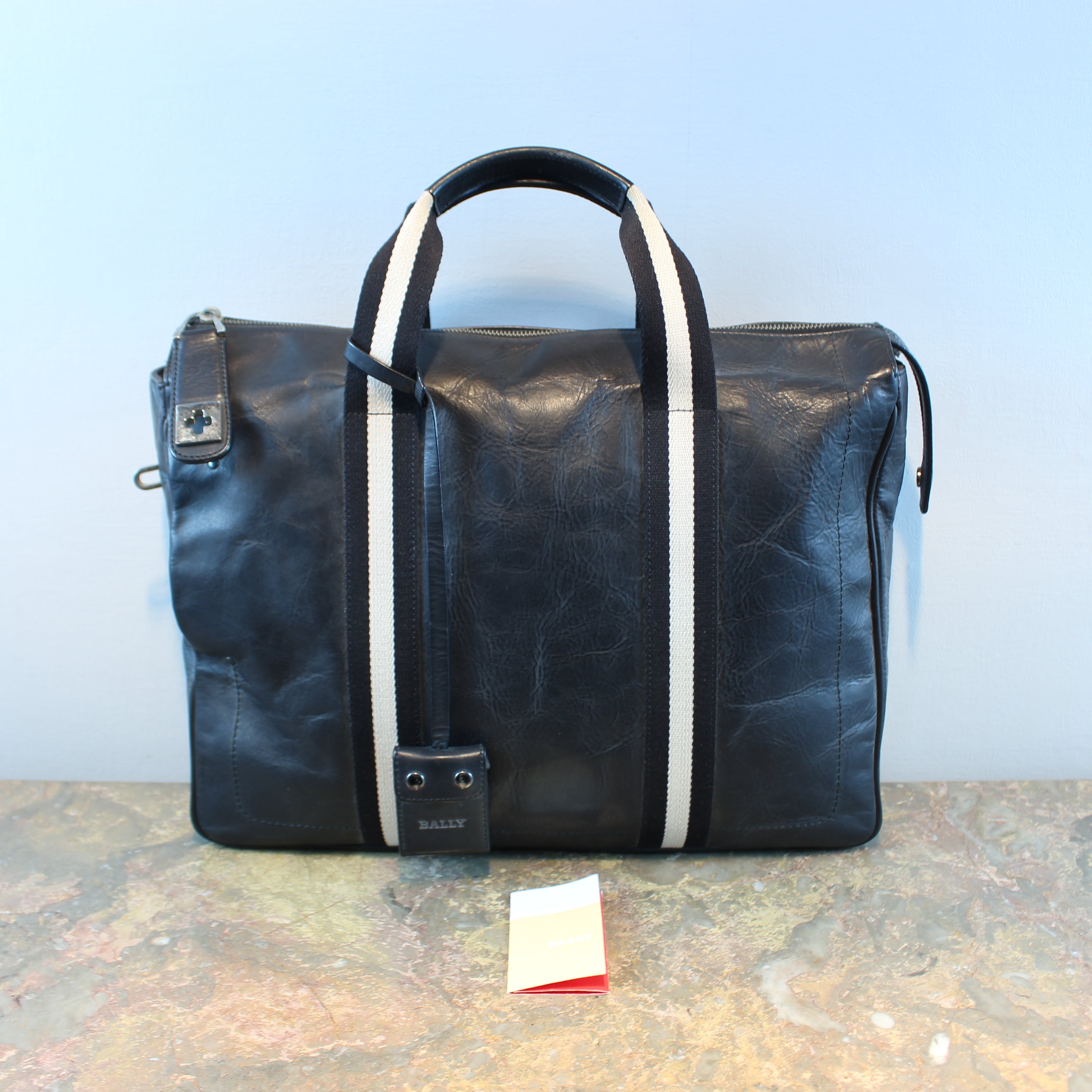 BALLY LINE LEATHER BUSINESS BOSTON BAG MADE IN SWITZERLAND/バリー 