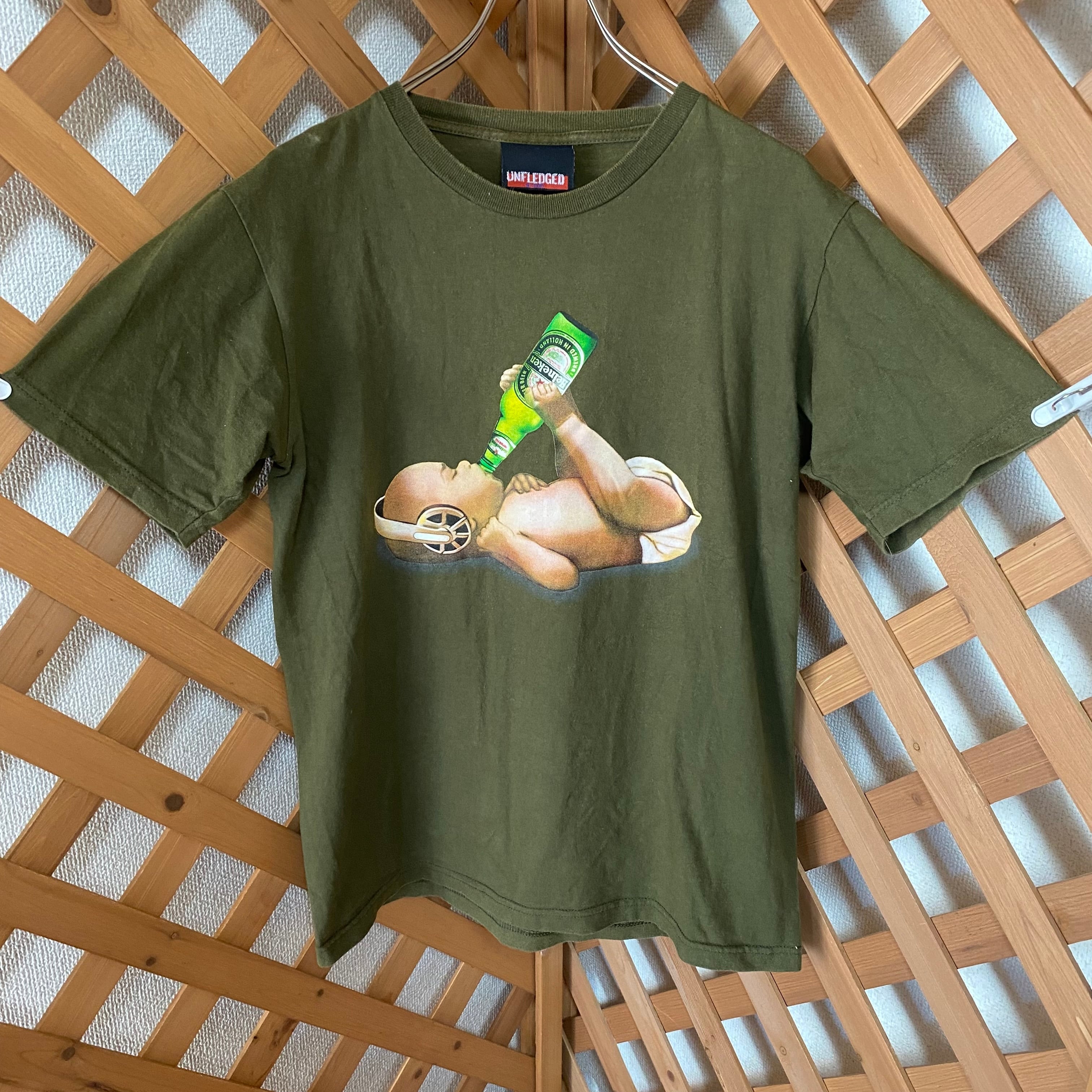 UNFLEDGED tシャツ Heineken baby グリーン ビール | LUCKY BASE 古着屋