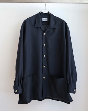 【新品】MINTENS Vintage made in Italy Fabric special shirts jacket black made in JAPAN /イタリア製 ヴィンテージ生地 シャツ ジャケット ブラック 日本製 ウール リネン オリジナルブランド サイズ① サイズ②