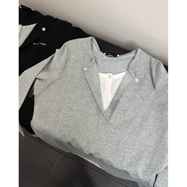 double-neck layered long tee　ダブルネックレイヤードロングティー　J2143