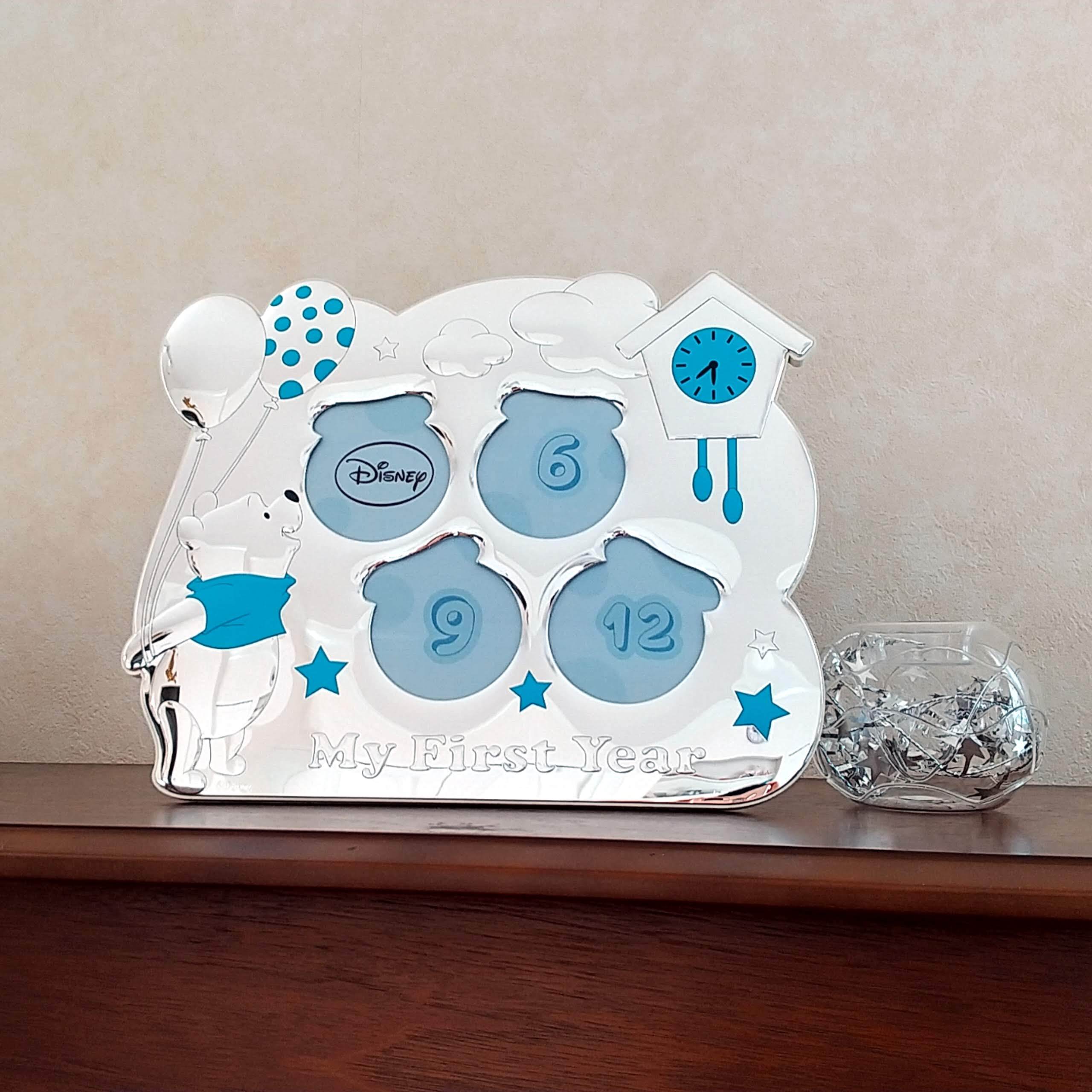 1stYearフォトフレーム ブルー×シルバー 〈くまのプーさん