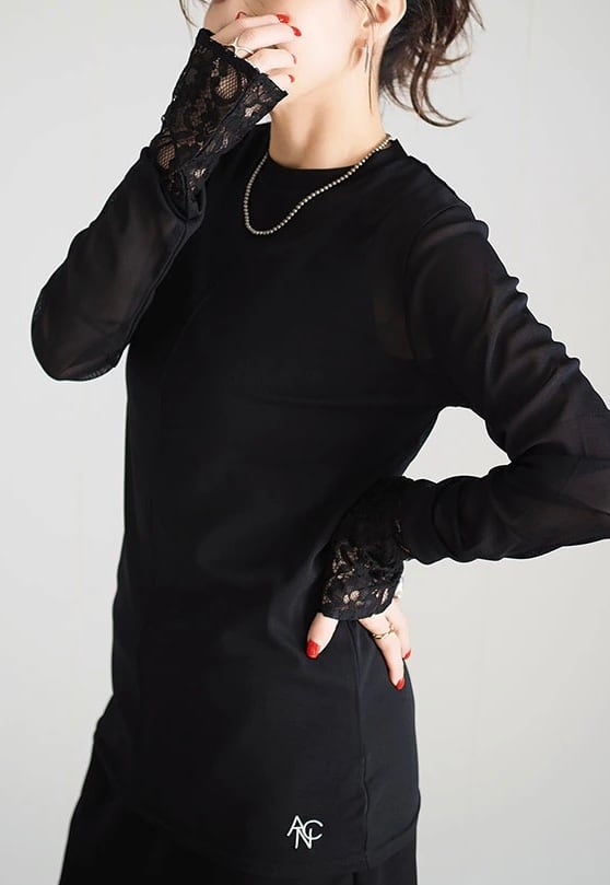 ANIECA 】Crew Neck Sheer Tops | valance 福井｜レディース セレクト