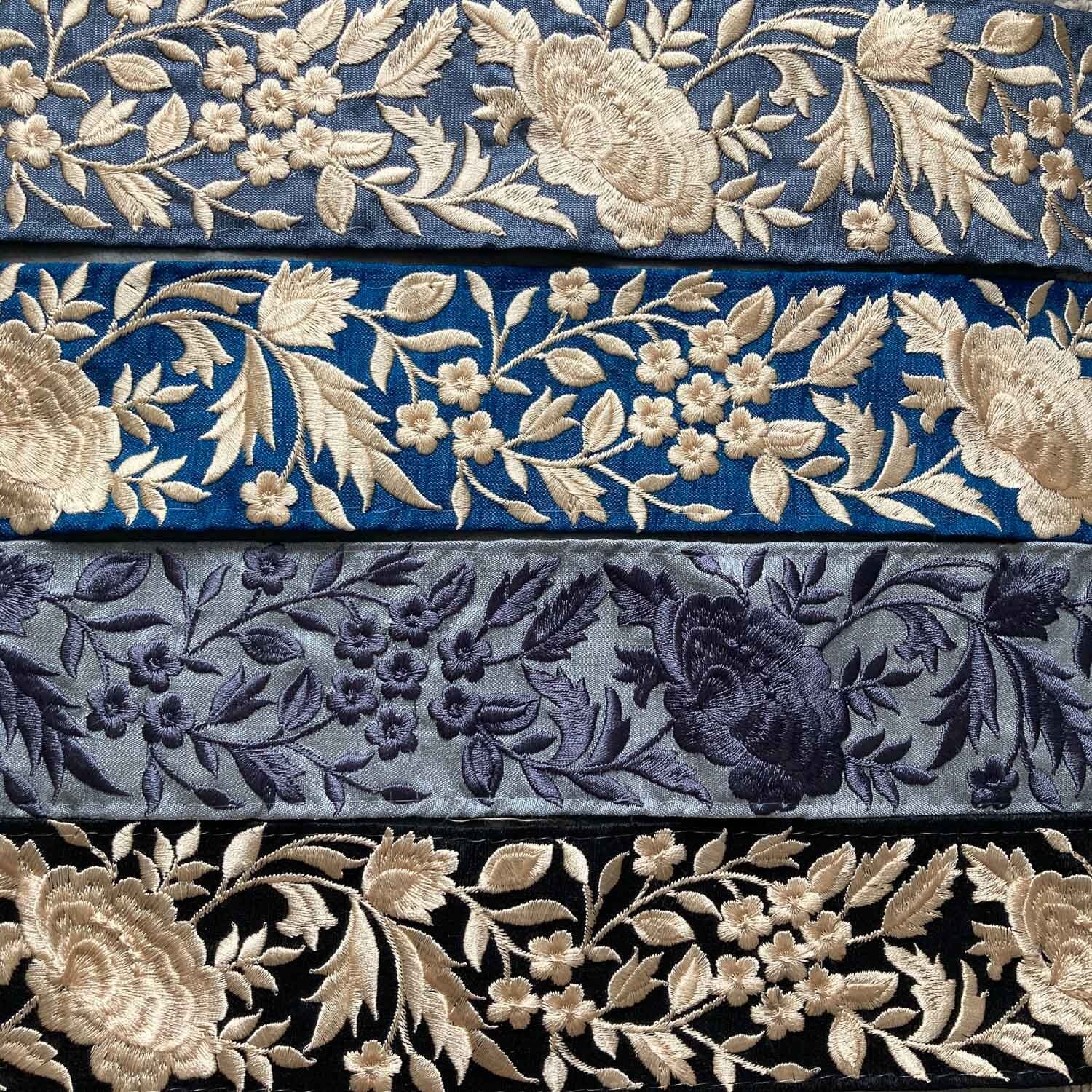 再入荷〉シンプル単色刺繍のお花リボン（1mカット） | Dua