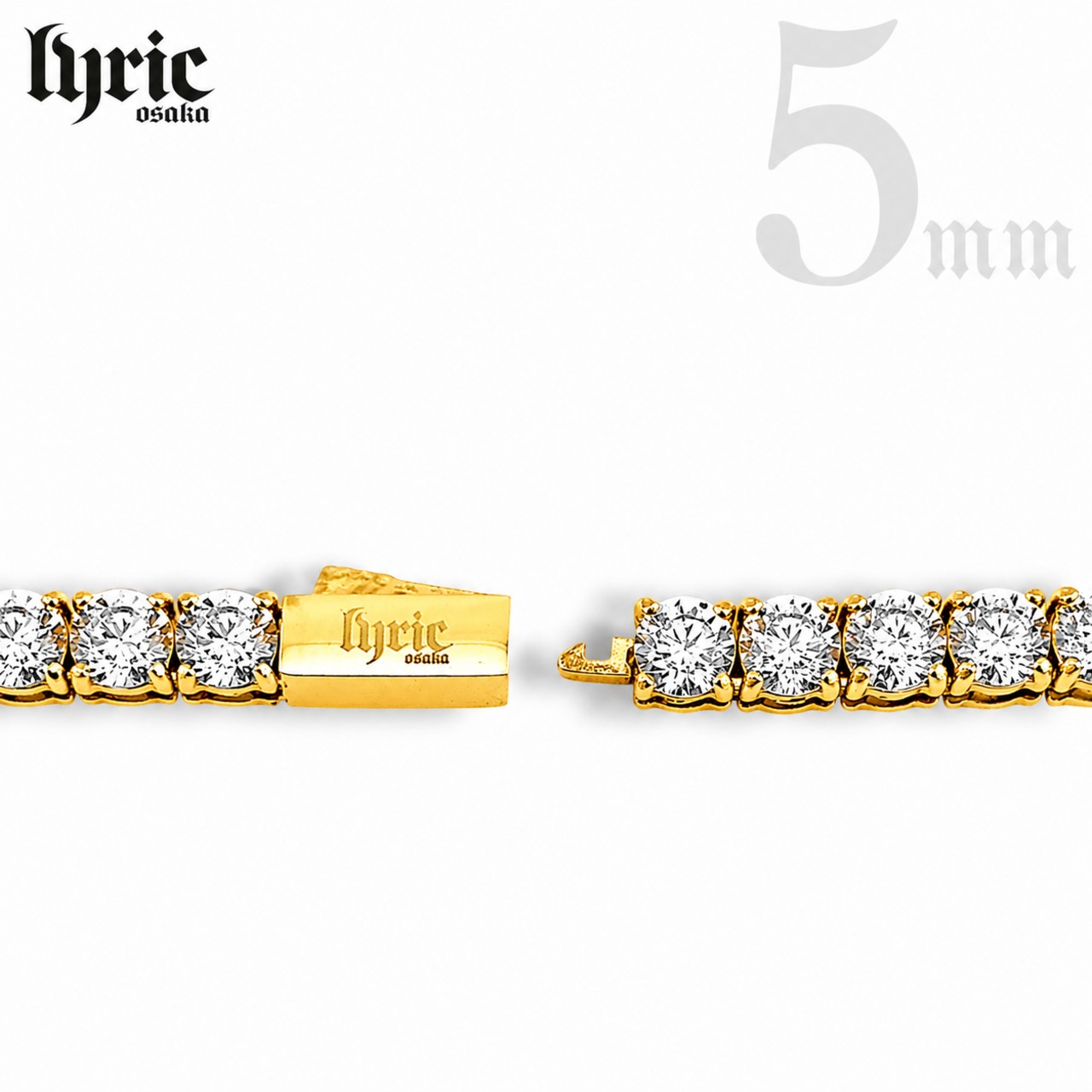 【最高級】stainless316L 5mm 18cm luxury tennis bracelet  gold