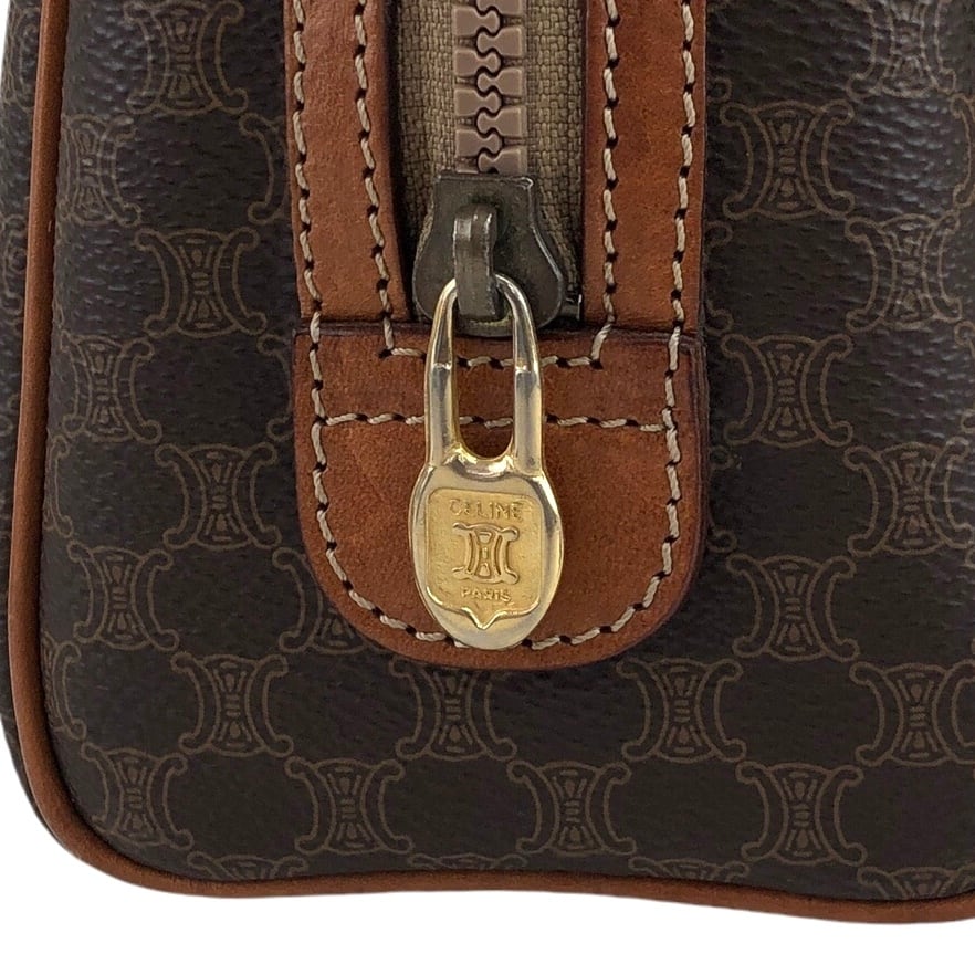 CELINE セリーヌ マカダム ハンドバッグ ブラウン 2Way ミニボストン