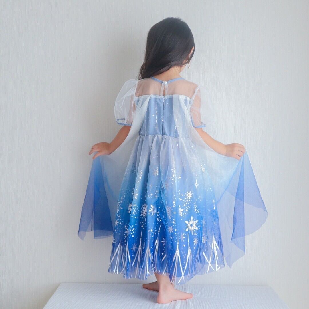 100-150【即納】ホワイトスノウプリンセスドレス［ 雪 氷の結晶 ドレス
