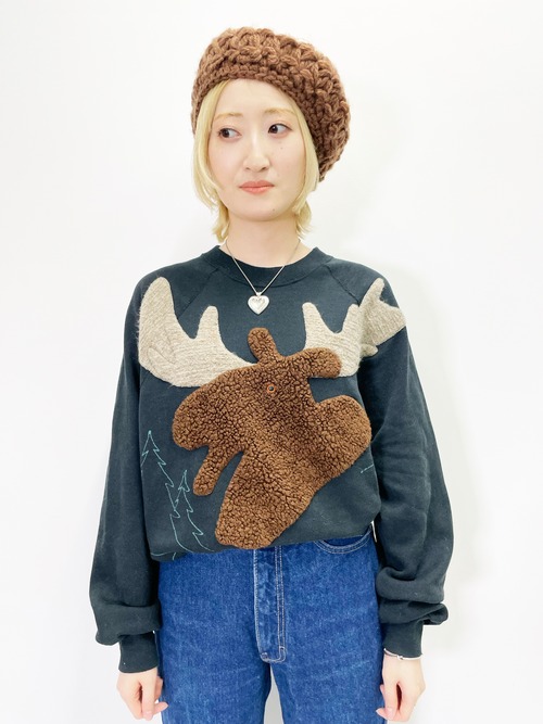 Vintage Customized Reindeer Sweat Shirt Made In USA