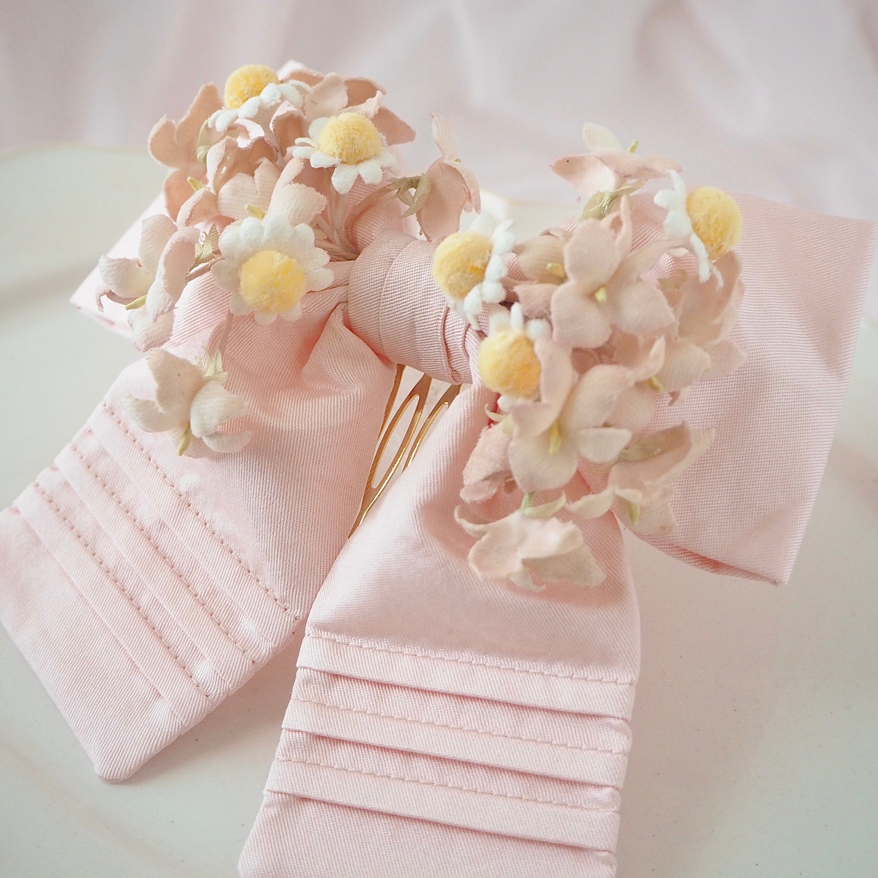 リボン♡カノンリボン～long～♡花柄ピンク♡ハンドメイド リボン♡カノンリボン～long～♡花柄ピンク♡ハンドメイド