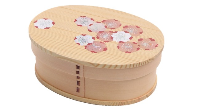 日本伝統の蒔絵　曲げわっぱ弁当箱　蒔絵　桜