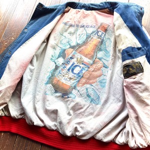 90's 〝CANADIAN ICE 〟Cotton × Leather Promotion Blouson / Size X-LARGE