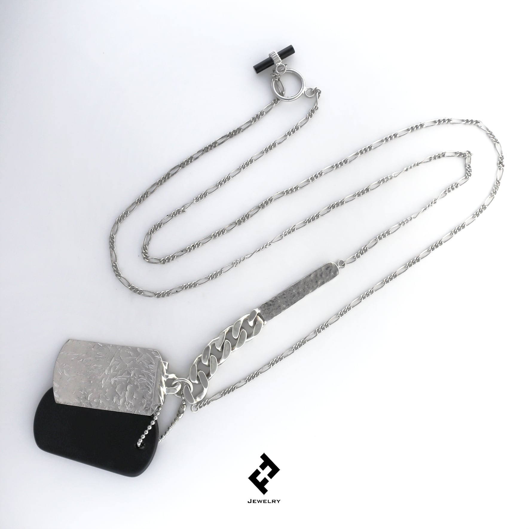 cadenas・ドッグタグ ネックレス (double-plate: silver+black cadenas・ドッグタグ ネックレス (double-plate: silver+black