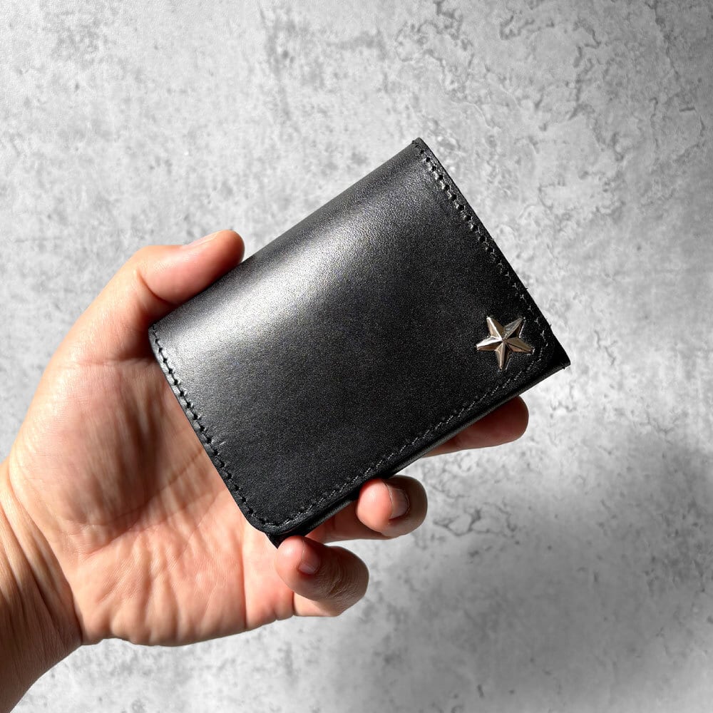 栃木レザー スタースタッズ コンパクト財布 5色展開 日本製 Made in