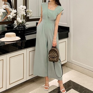 サロペット風 ノースリーブワイドレッグ ジャンプスーツ オールインワン　G0790