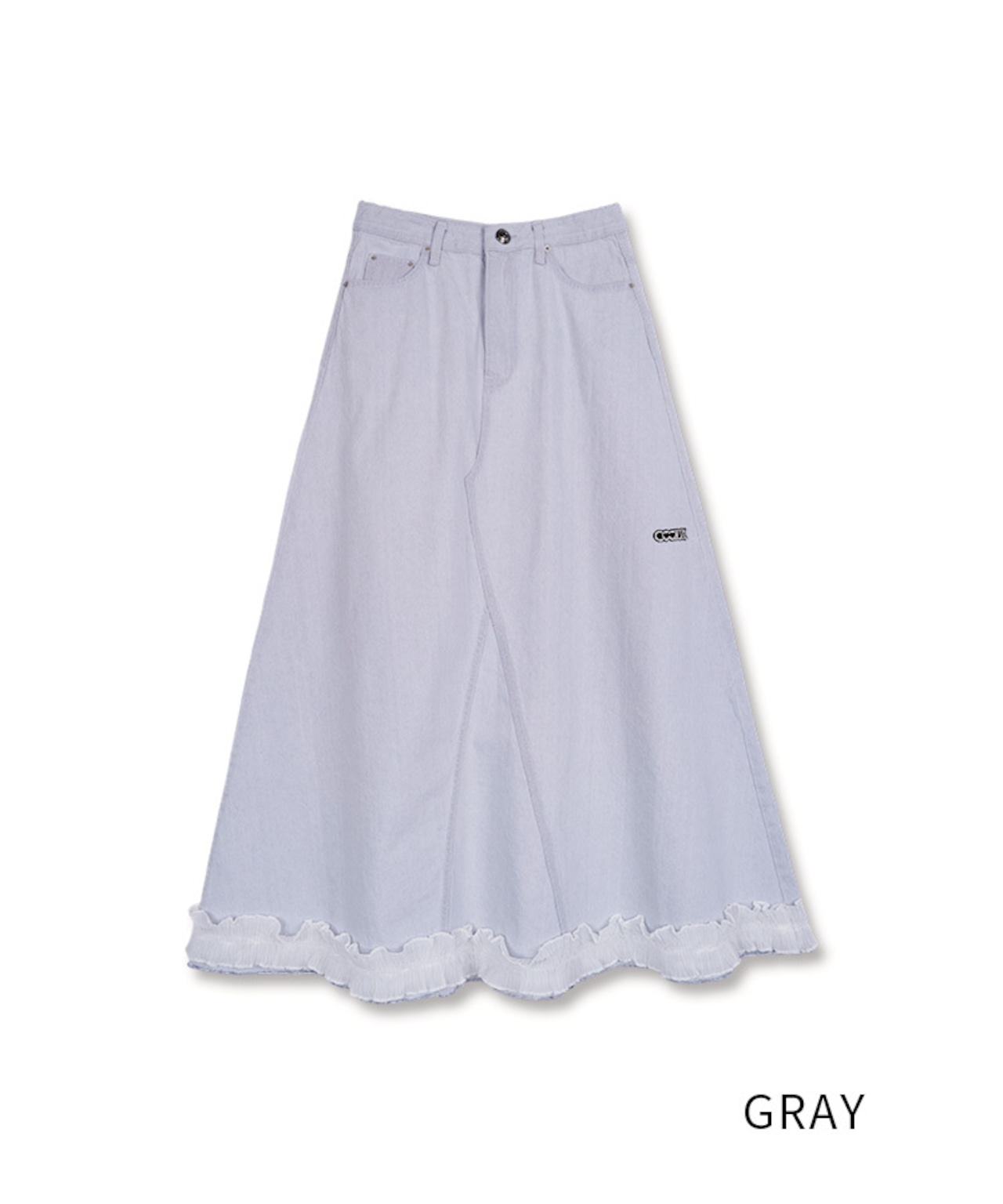 フリルヘムAラインデニムスカート　CQ-48107