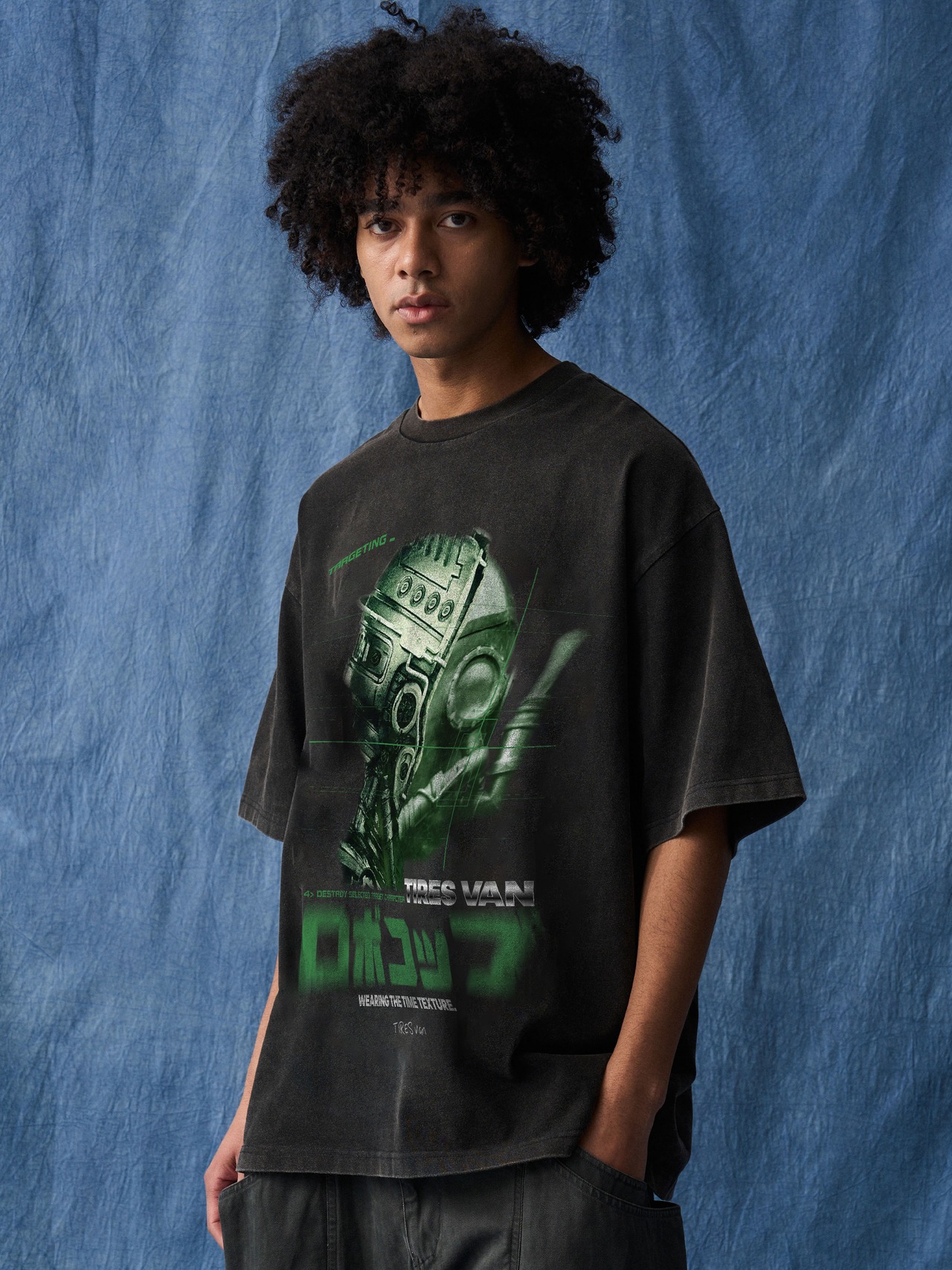 TIRES “ROBOCOP GLITCH” ヴィンテージウォッシュTシャツ