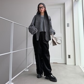 ロングフラップニットcap/チャコール