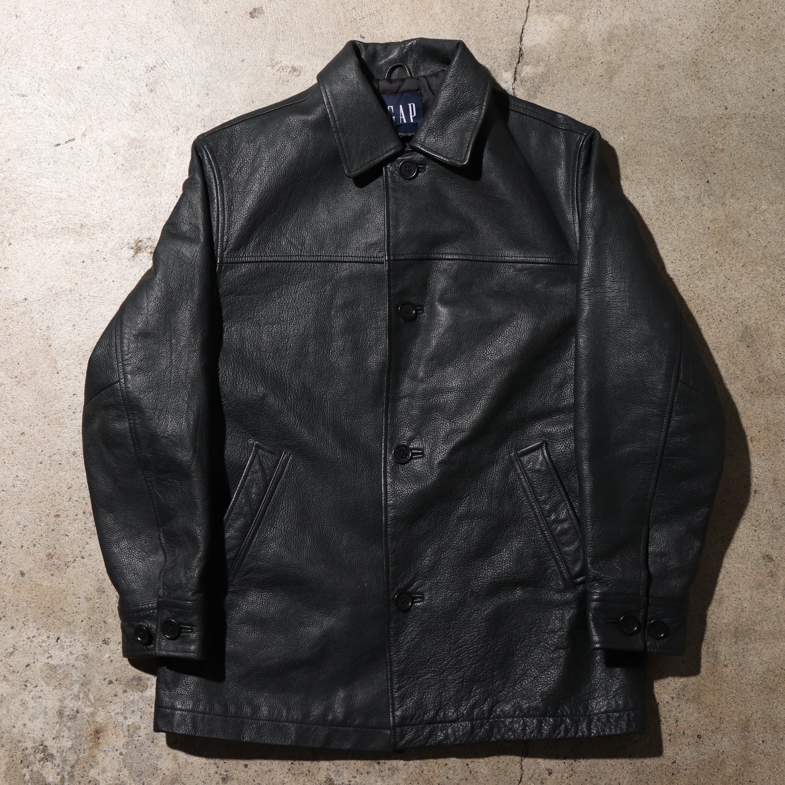 極美品 XS OLD GAP 90s レザーカーコート オールドギャップ 黒  