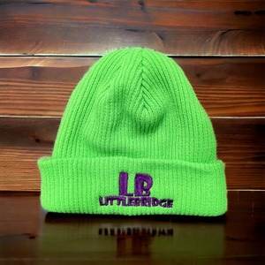 LB LOGO BEANIE 【SAFETY GREEN × PURPLE】