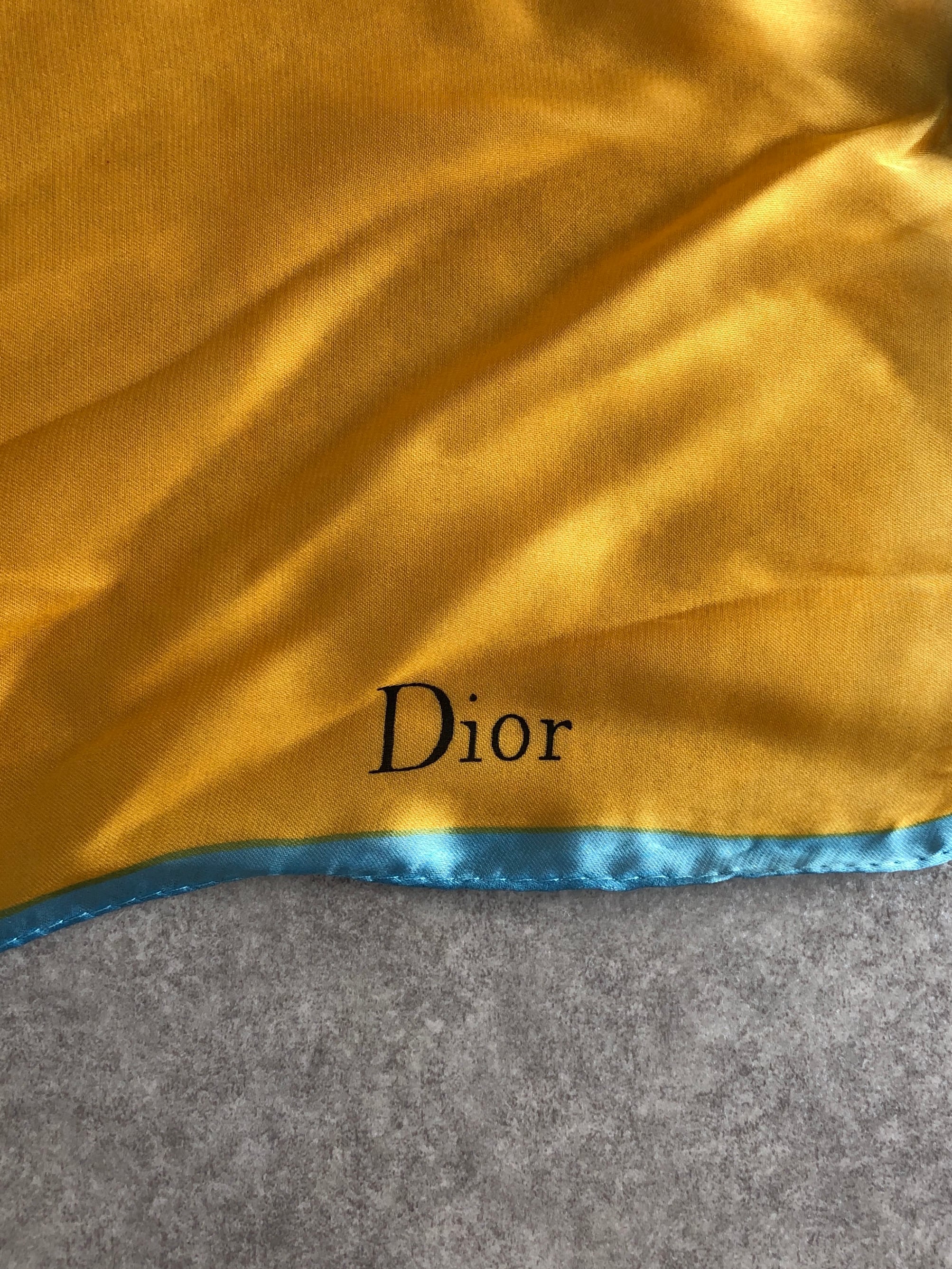Christian Dior クリスチャン ディオール スカーフ イエロー×ブルー