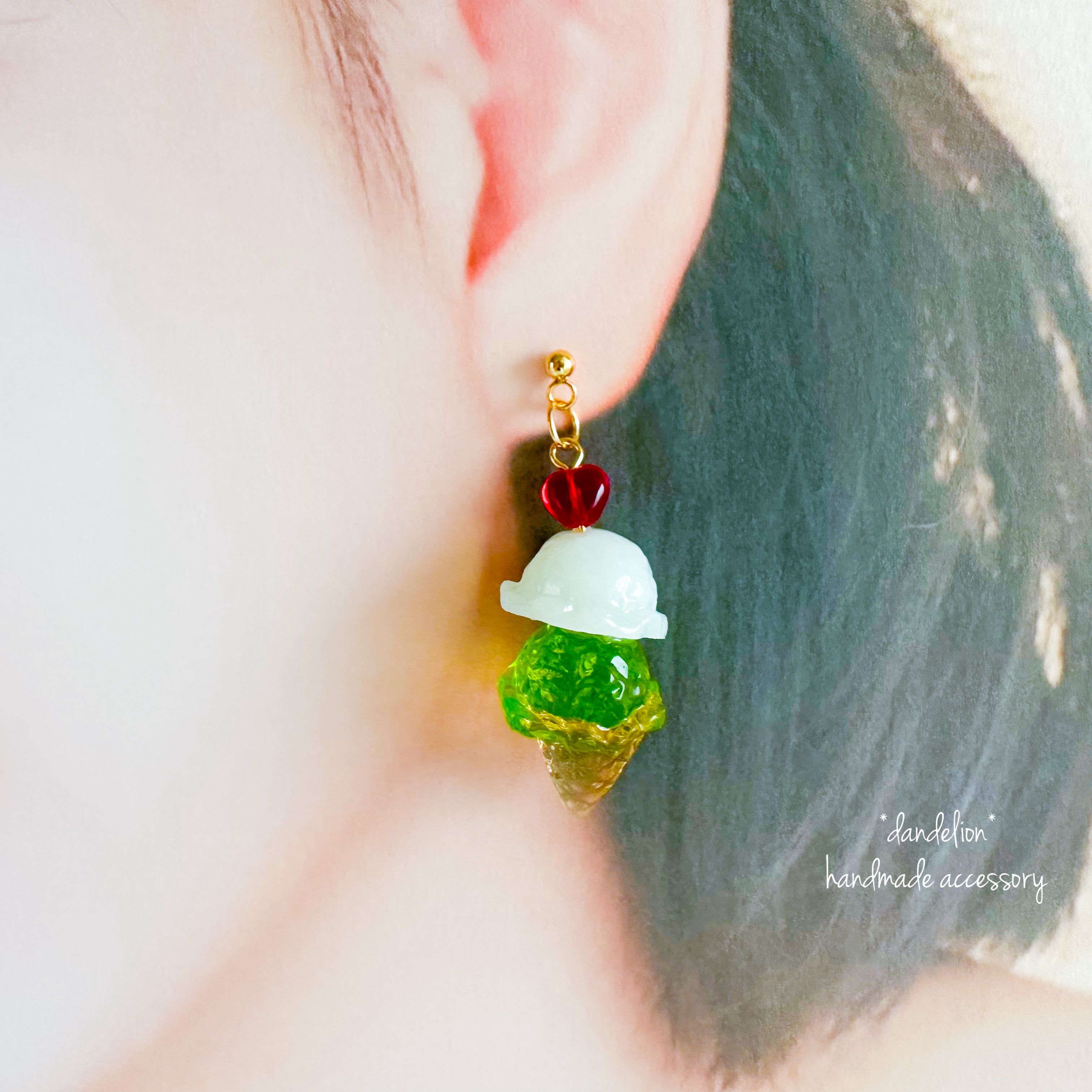 メロンクリームソーダ風アイスクリームピアス/イヤリング | *dandelion