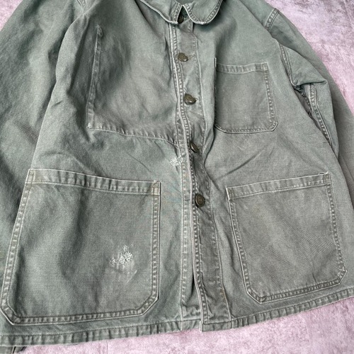 60-70s SONORCO 刺繍タグ グリーン コットンツイル フレンチワークジャケット 詳細写真10