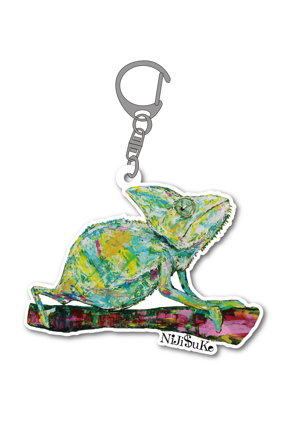 カメレオン の 置き物 キーホルダー 金木工房 サテンウッド Acryl Key holder [ カメレオン_083 ] | NiJi$uKe