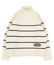 【#Re:room】PANEL BORDER TURTLE BIG KNIT ［REK115］