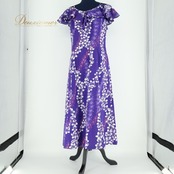 フラダンス 衣装 ワンピース ドレス パープル系 マーメイドライン プルメリア柄 フリル 紫 白 華やか ハワイアン アロハ MermaidLine MMJ エムエムジェイ 日本製 鮮やか かわいい ハワイアンプリント ホワイト系 ピンク系