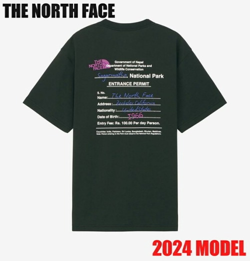 ノースフェイス 半袖 Tシャツ メンズ THE NORTH FACE ショートスリーブ エントランスパーミッション ティー NT32439 ブラック 2024年モデル