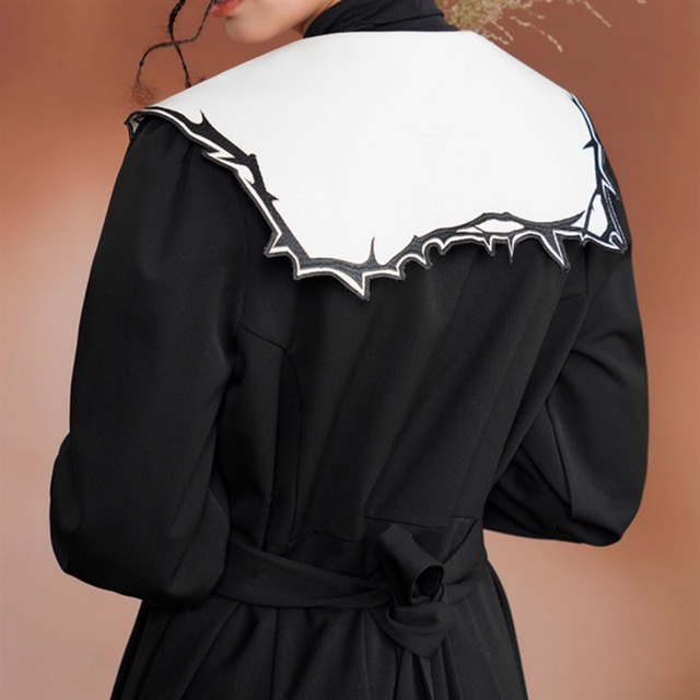 【Camoooni】小鹿刺繍ビックカラーワンピース　10971