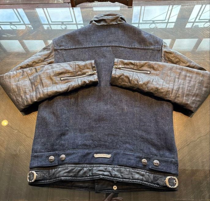 CHROME HEARTS ワックスドコットンアーム切替Gジャンデニムジャケット CHROME HEARTS クロムハーツ デニム 襟アーム ワックスコットン切替