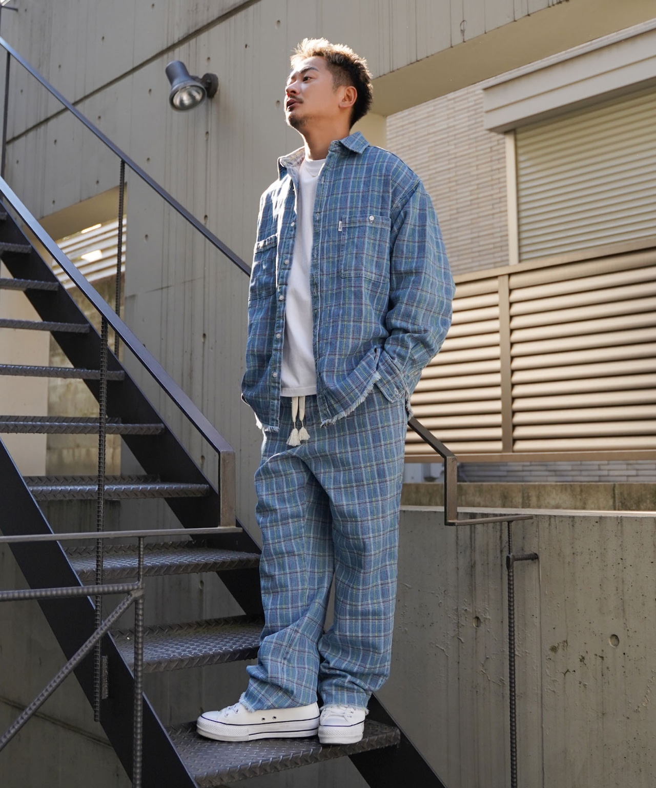 【#Re:room】CHECK STITCH BIG DENIM SHIRTS［RES092］